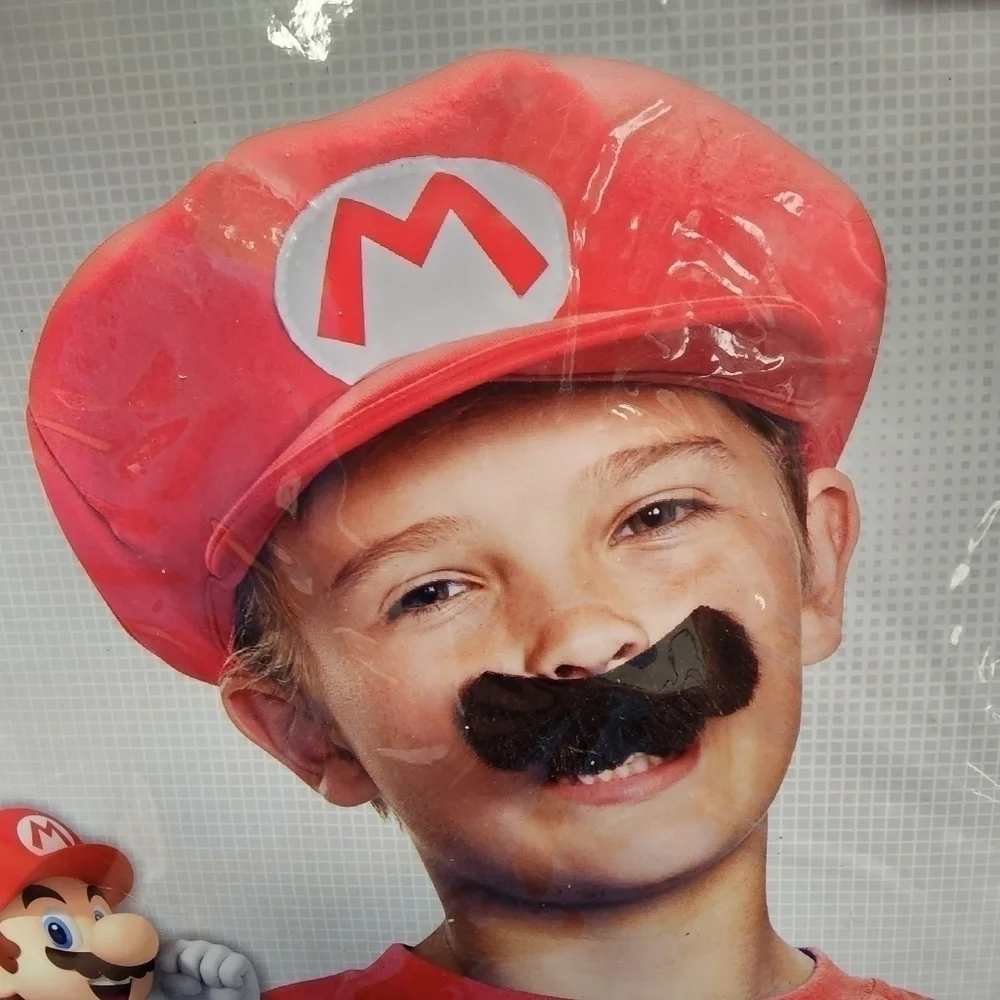 NWT Nintendo Super Mario Hat Mustache Halloween Costume Cosplay Accessory Kit - Picture 11 of 11